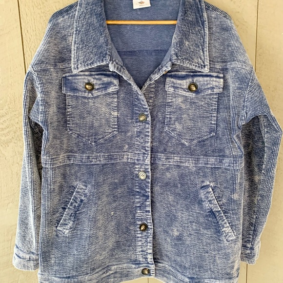 Like Love Navy Blue Corduroy Shacket Jacket - Picture 2 of 10